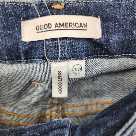 Good American Dark Wash Stretch Cotton Good Legs Skinny Jeans Size 15/33 - Picture 2 of 4